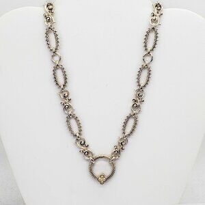 Barbara Bixby 18k Gold Accent & Sterling Silver Flower Scroll Necklace 18"